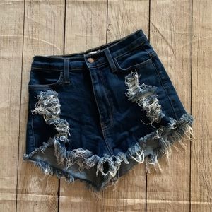 sophie & trey cut off distressed denim shorts